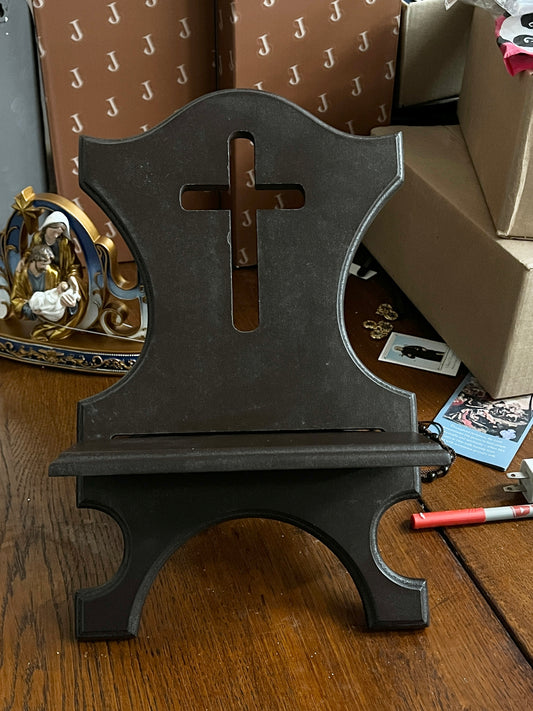 Cross Bible Stand - Small 10"  Dark Brown - Unique Catholic Gifts