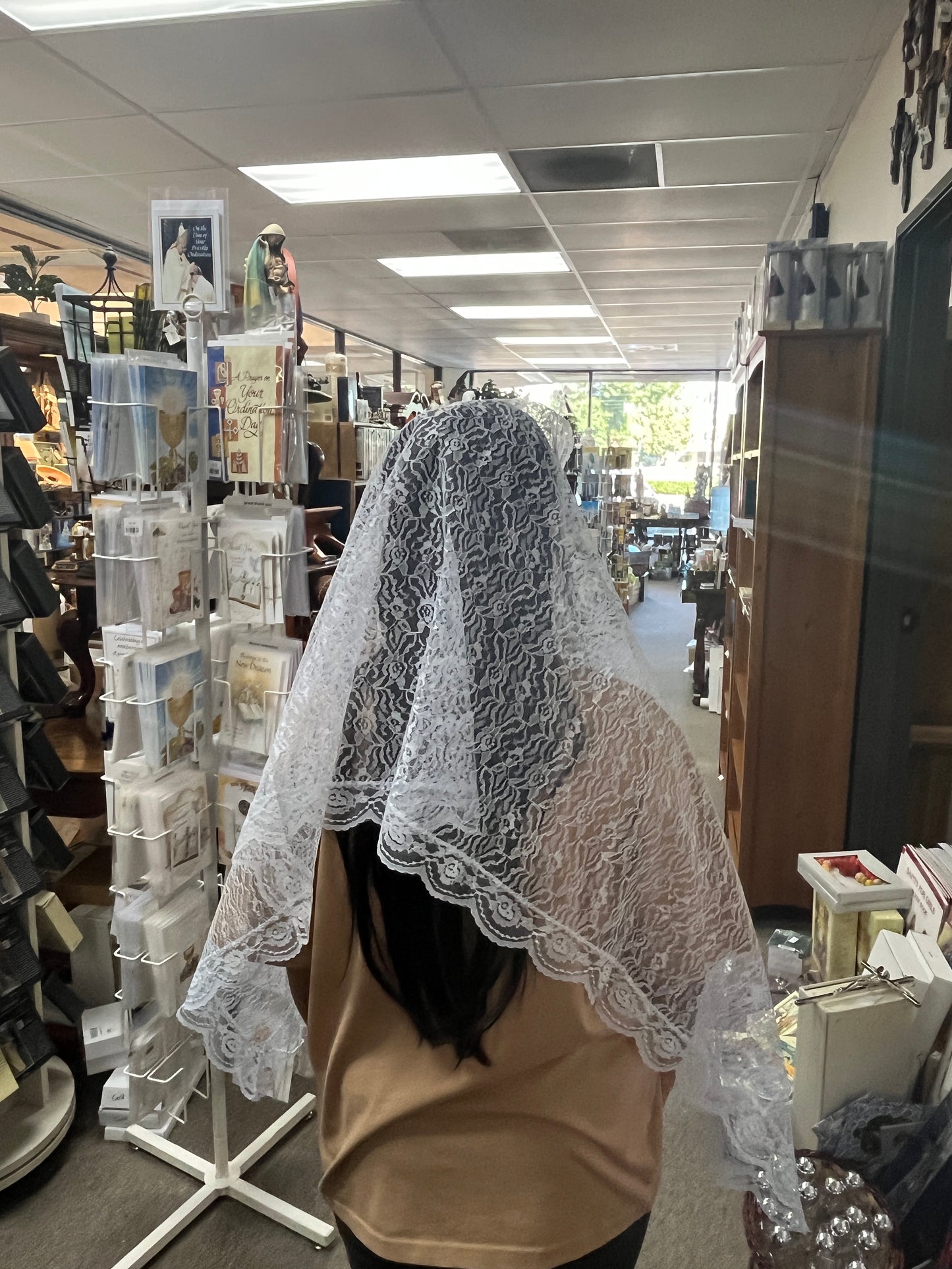 Blue Shawl Veil 61.5 x 23.5 - Unique Catholic Gifts