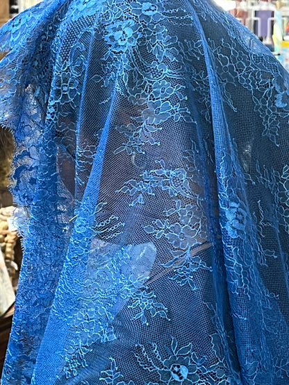 Arabic Blue Sarah Half Circle Lace Mantilla Chapel Spanish Veil 61" - Unique Catholic Gifts