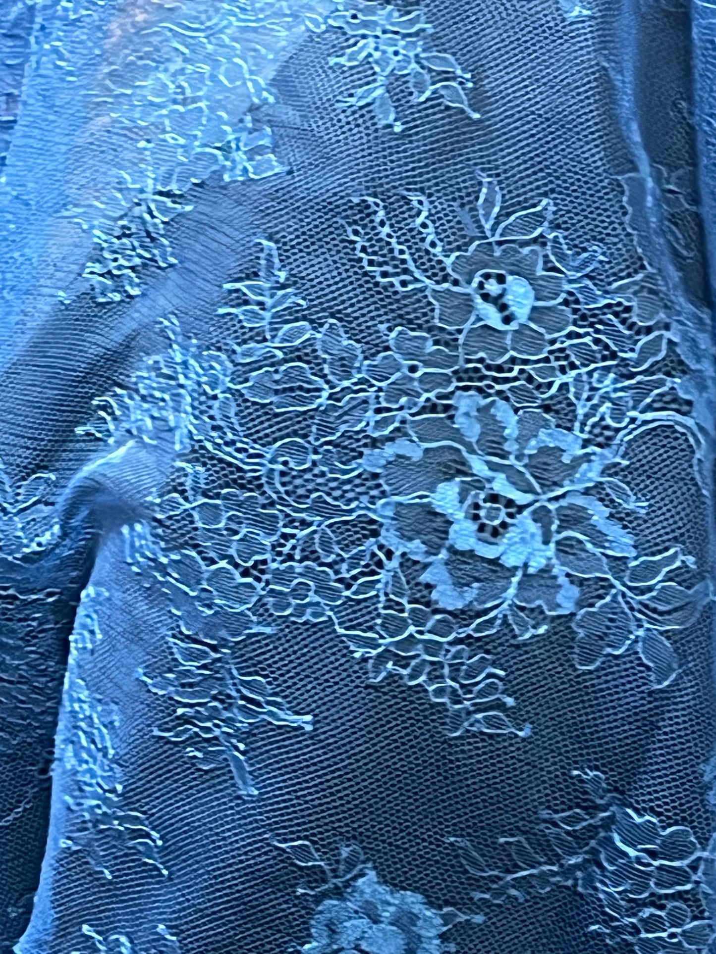 Arabic Blue Sarah Half Circle Lace Mantilla Chapel Spanish Veil 61" - Unique Catholic Gifts