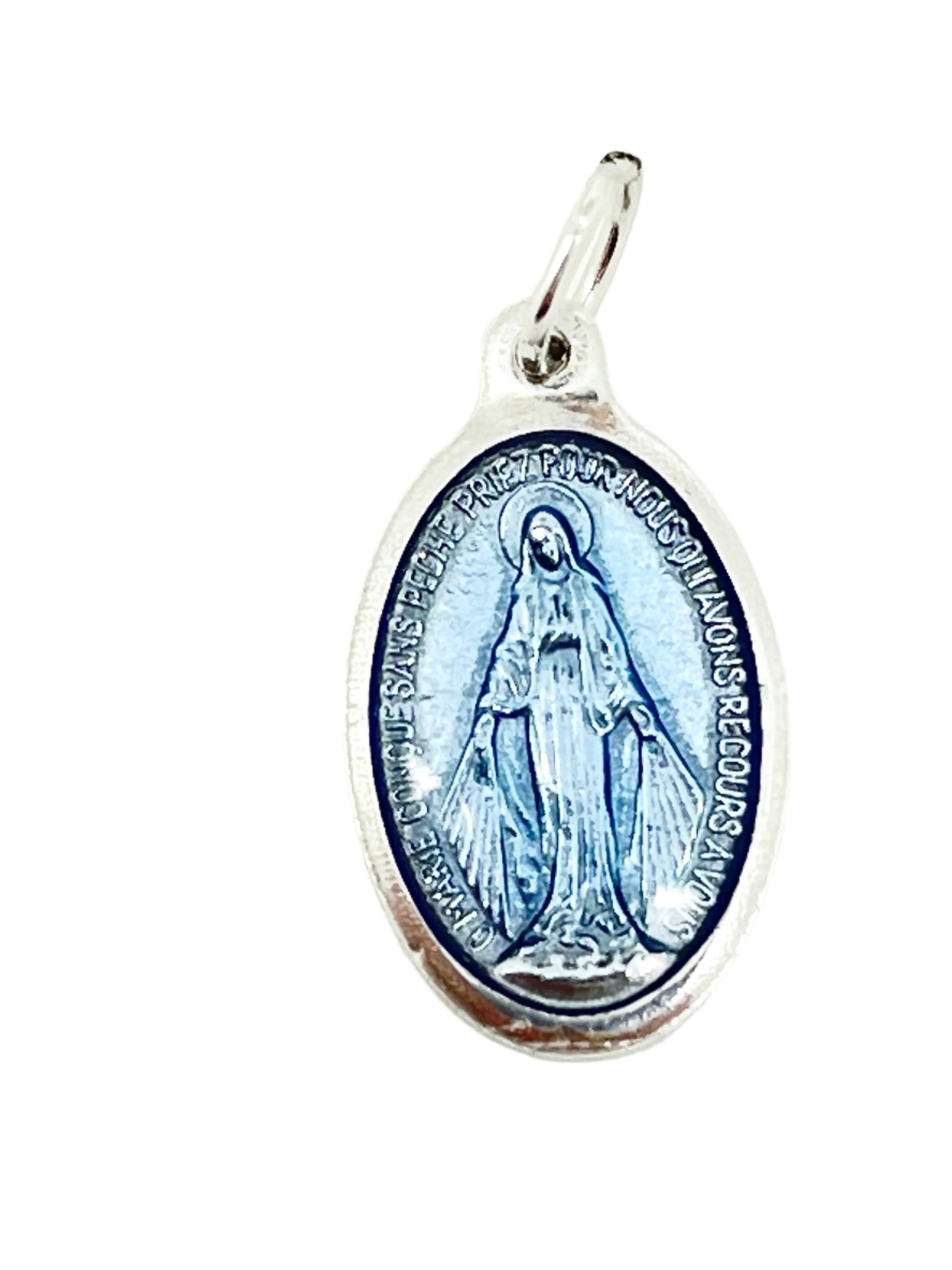 Soft Blue Enamel Miraculous Medal from Lourdes 3/4" - Unique Catholic Gifts