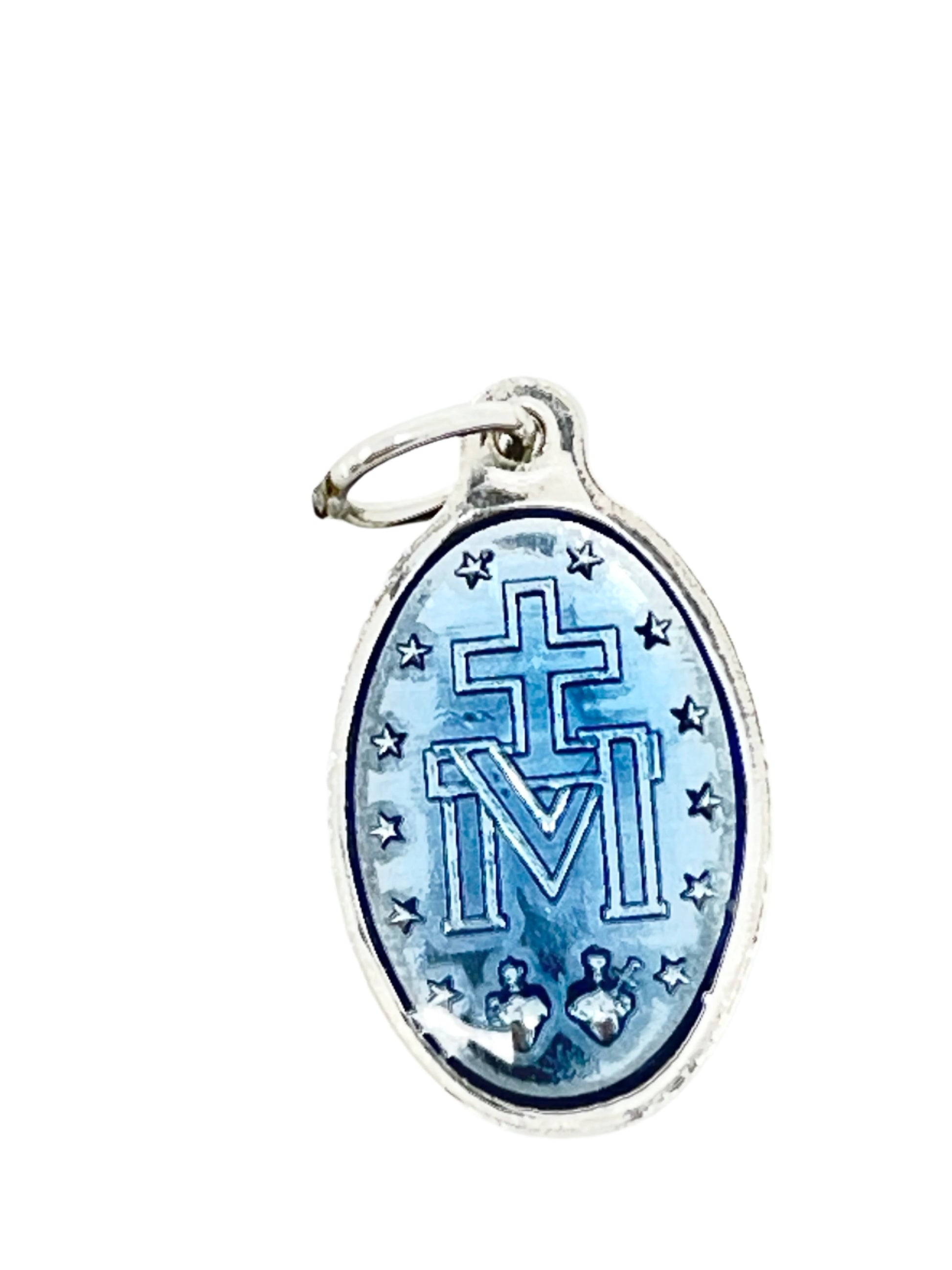 Soft Blue Enamel Miraculous Medal from Lourdes 3/4" - Unique Catholic Gifts