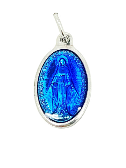 Indigo Blue Enamel Miraculous Medal from Lourdes 3/4" - Unique Catholic Gifts