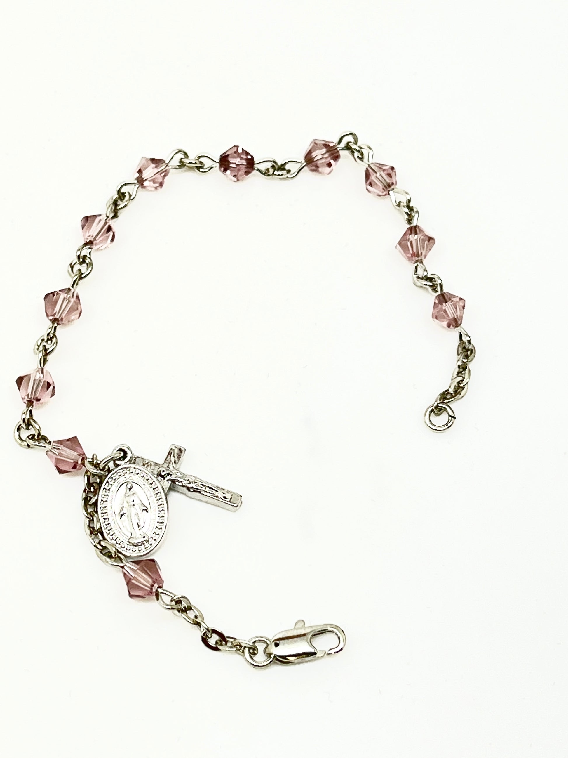 Amethyst Rundell Crystal Rosary Bracelet 6MM - Unique Catholic Gifts