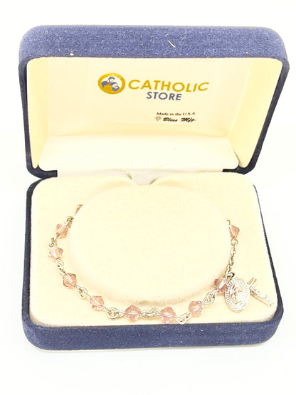 Amethyst Rundell Crystal Rosary Bracelet 6MM - Unique Catholic Gifts