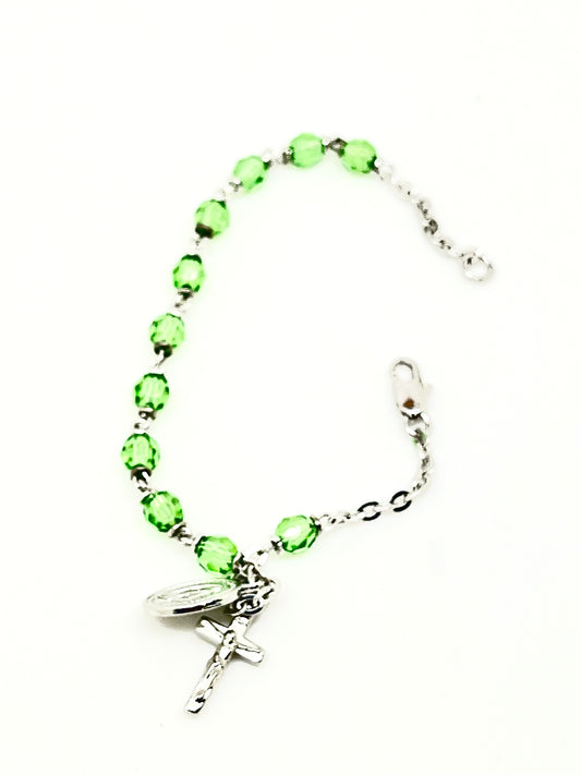 Peridot Crystal Rosary Bracelet 5MM - Unique Catholic Gifts