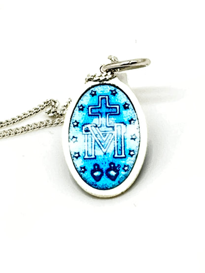 Miraculous Medal Blue Enamel Medal 3/4" - Unique Catholic Gifts