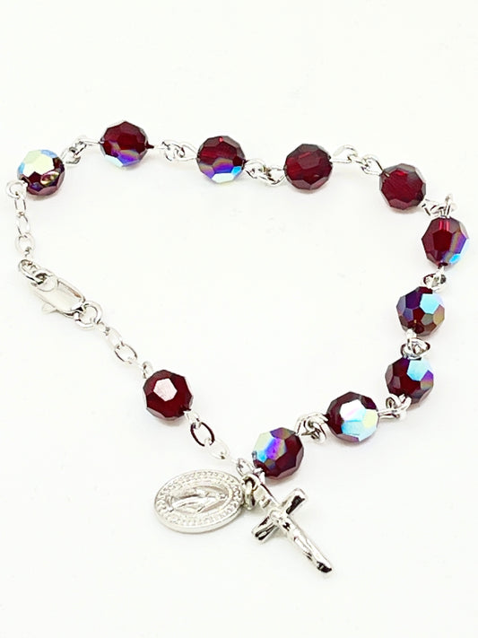 Garnet Rosary Bracelet 7MM - Unique Catholic Gifts