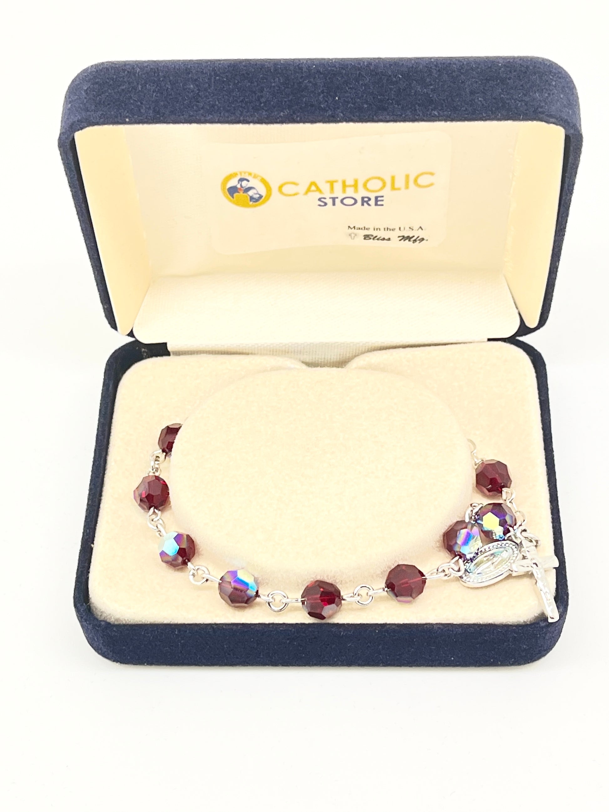 Garnet Rosary Bracelet 7MM - Unique Catholic Gifts