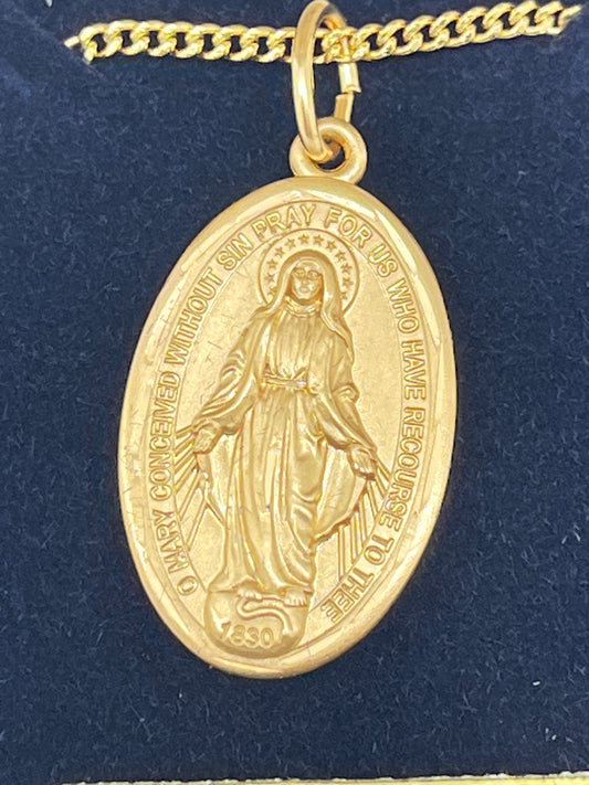 Gold Filled Miraculous Medal Pendant 7/8" - Unique Catholic Gifts