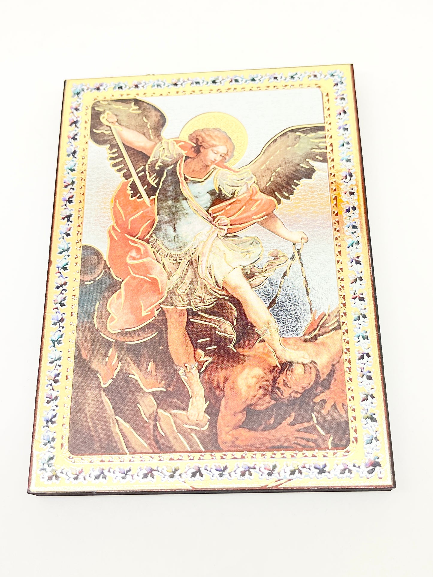 St. Michael Icon Wood Wall Plaque  5 1/2" - Unique Catholic Gifts