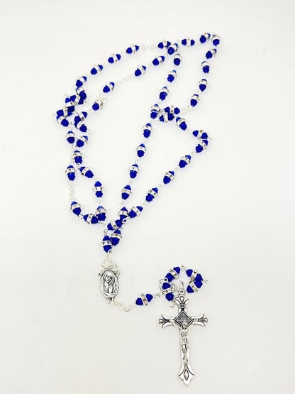 Dark Blue Rosary with Glass Rondelle Beads - Unique Catholic Gifts