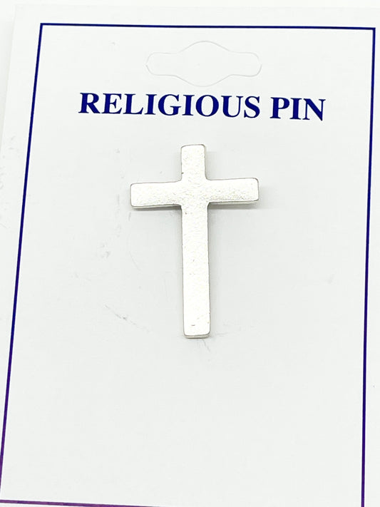 Silver Simple Cross Pin 1" - Unique Catholic Gifts