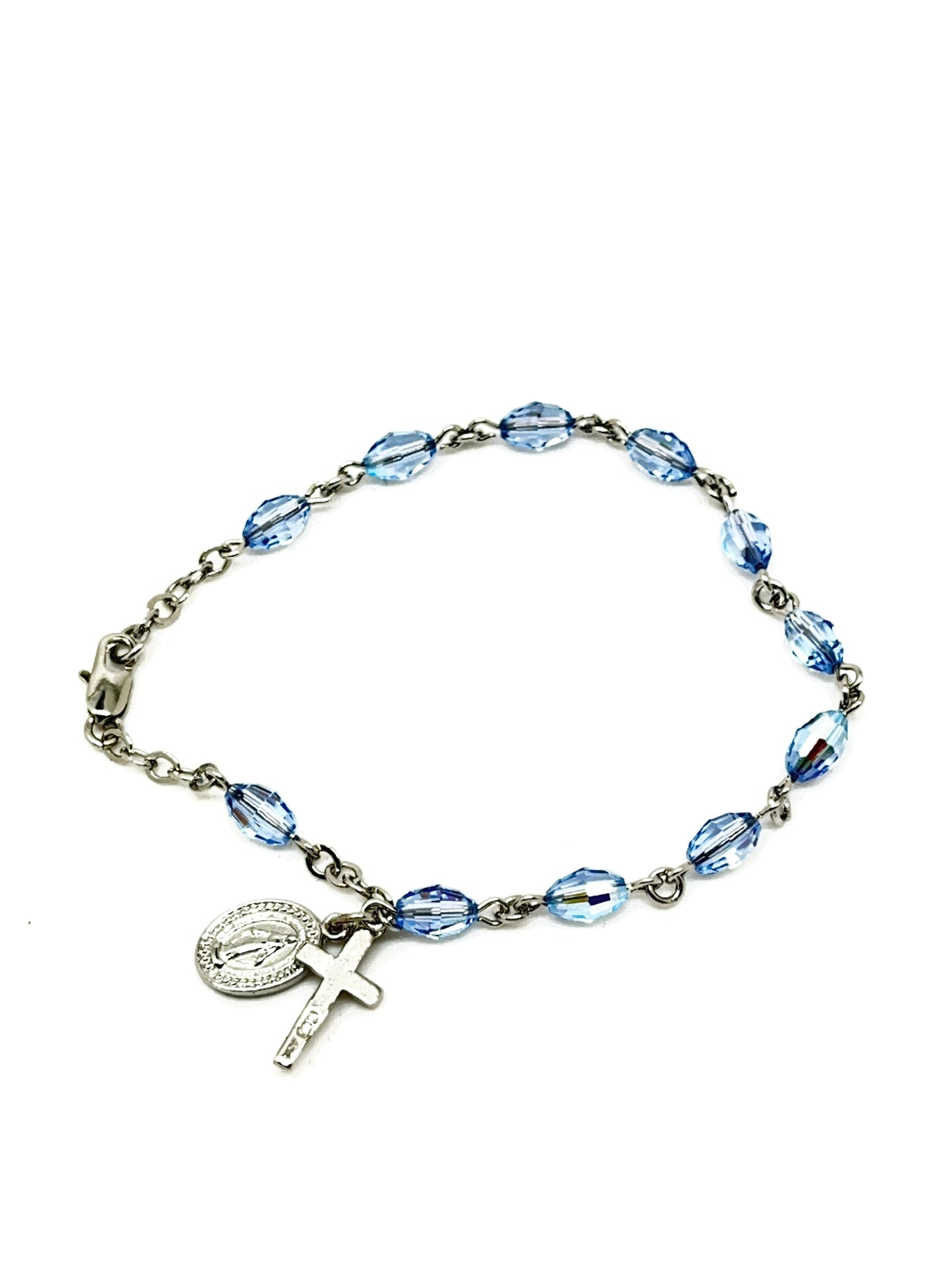 Blue Austrian Crystal Sapphire Rosary Bracelet 6MM - Unique Catholic Gifts