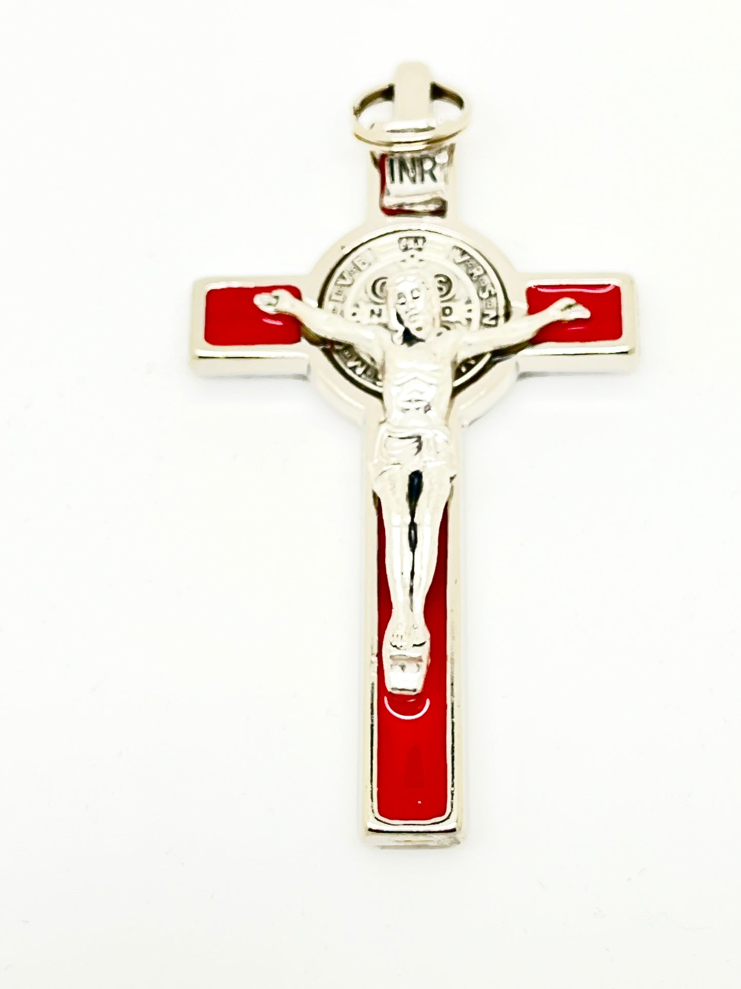 Red Enamel St. Benedict Crucifix (3") - Unique Catholic Gifts