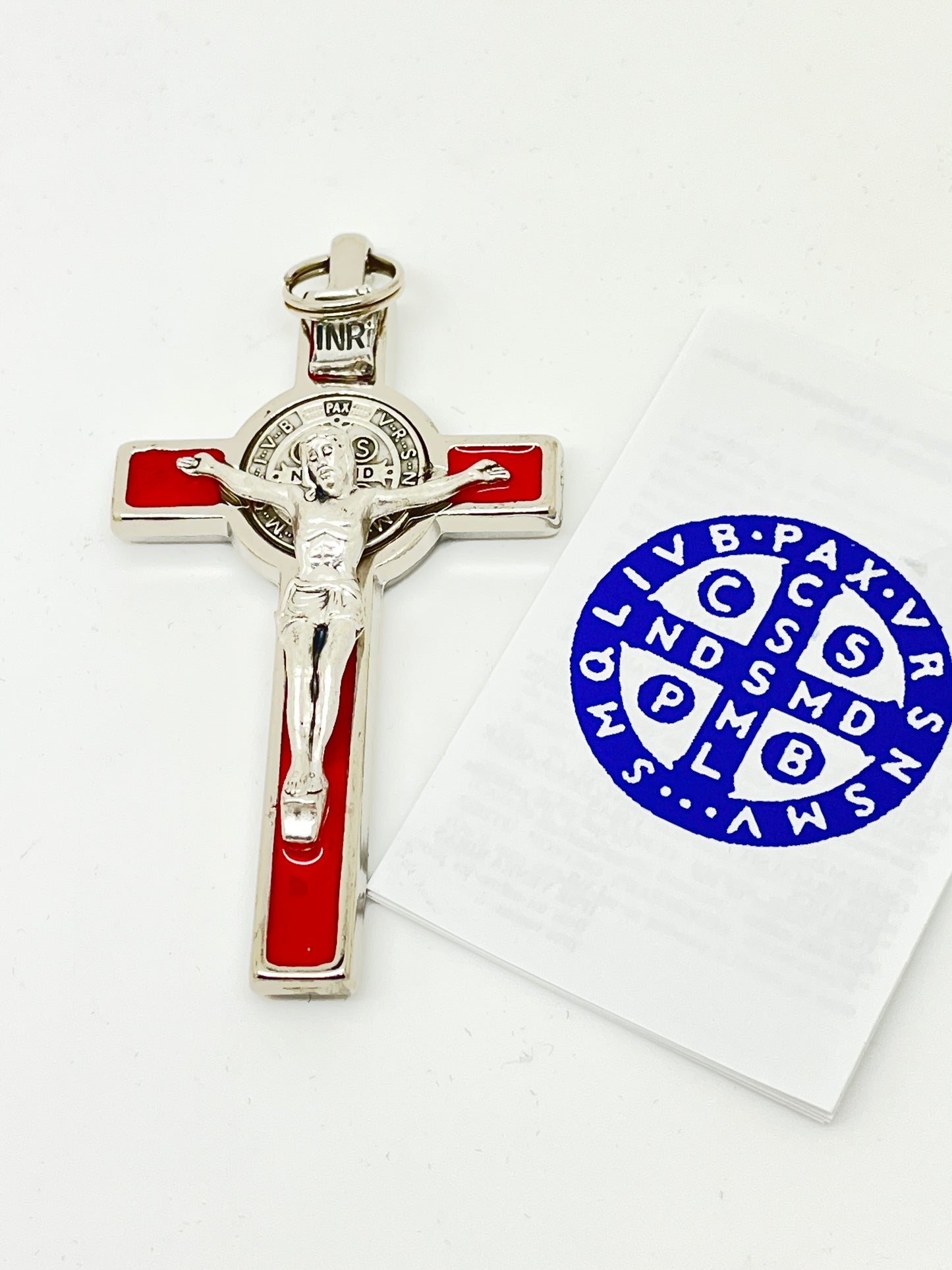 Red Enamel St. Benedict Crucifix (3") - Unique Catholic Gifts