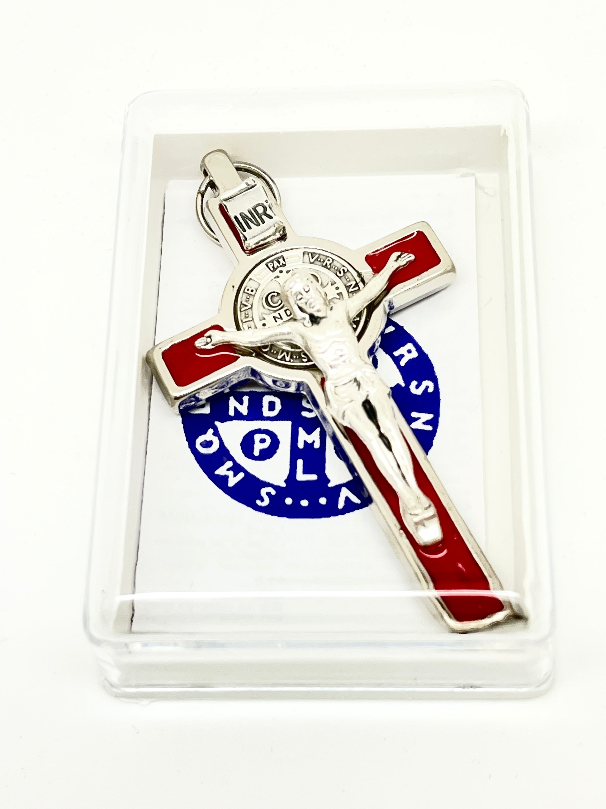 Red Enamel St. Benedict Crucifix (3") - Unique Catholic Gifts