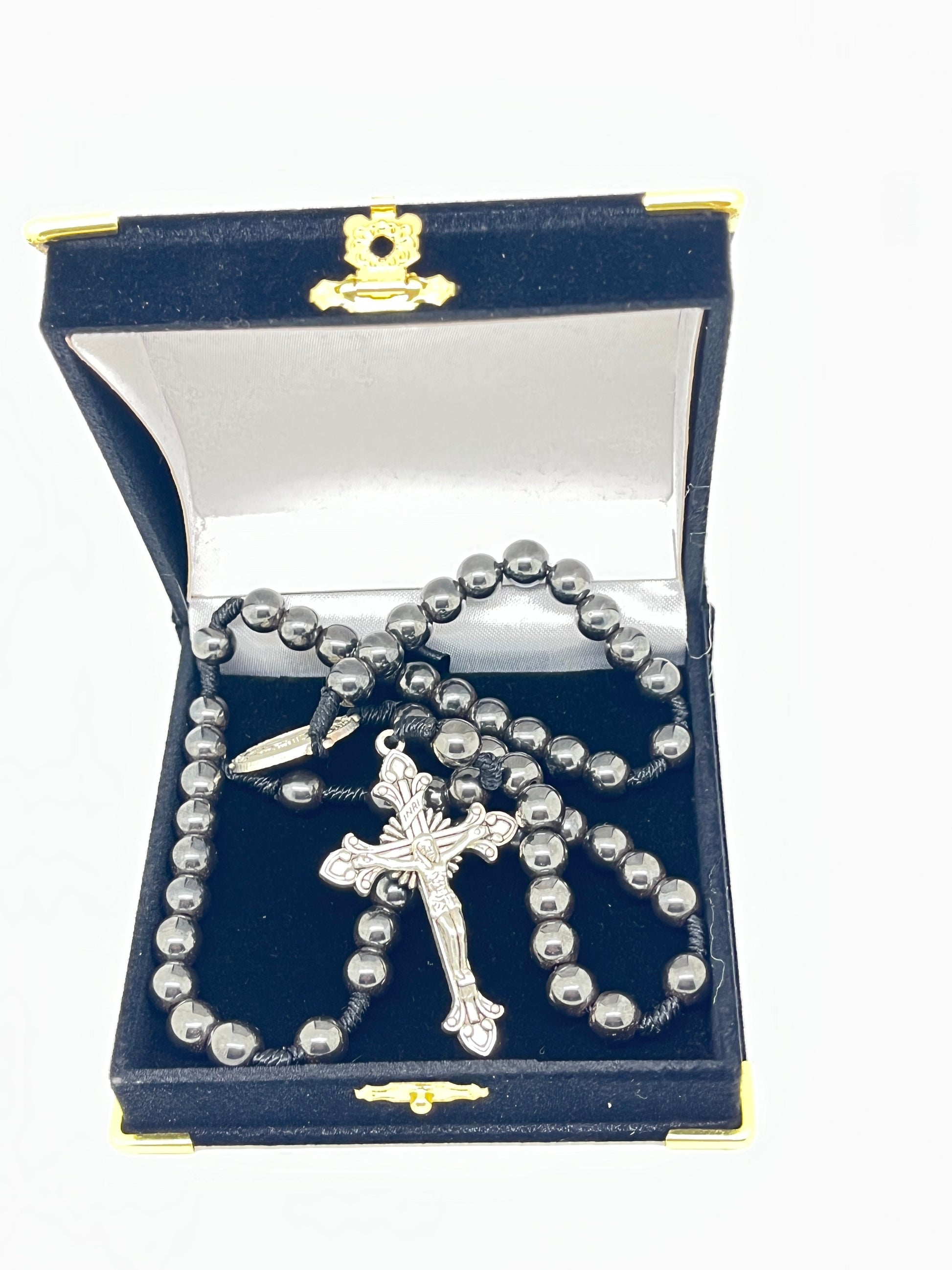 Hematite St. Michael Corded Rosary (8mm) - Unique Catholic Gifts