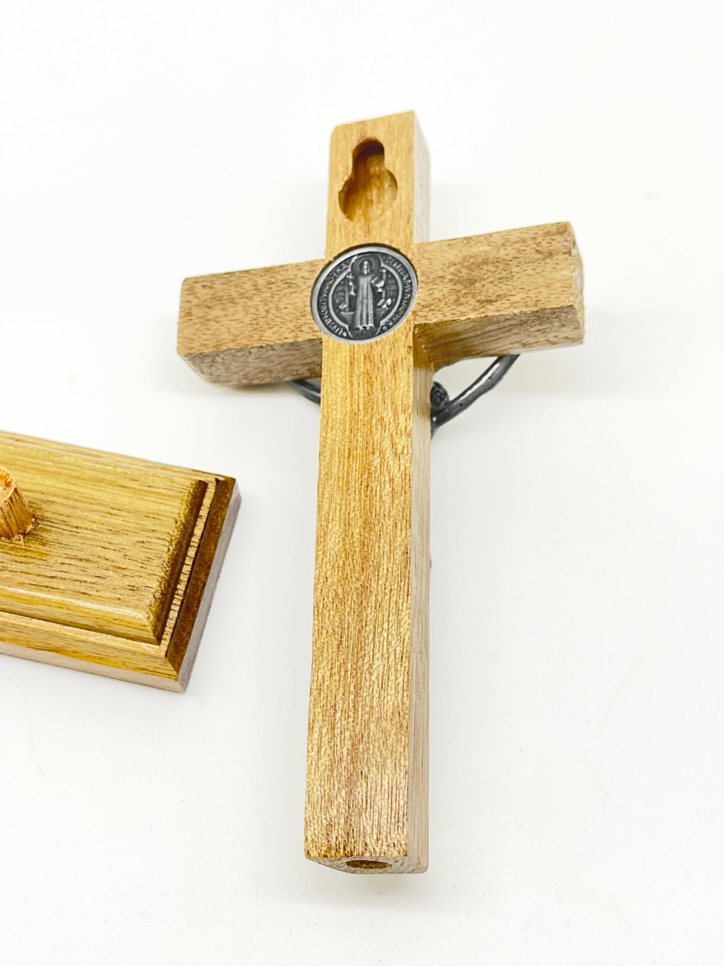 Wood and Onyx St. Benedict Standing Crucifix 5 1/2" - Unique Catholic Gifts