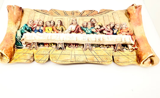 Last Supper Plaque Hand Painted Unique (15 x 7") - Unique Catholic Gifts