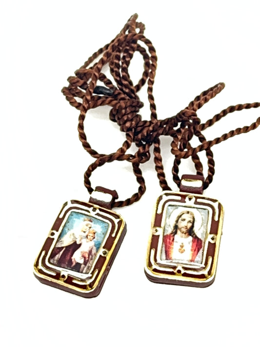 Plastic Brown Scapular Sacred Heart Mt.Carmel - Unique Catholic Gifts