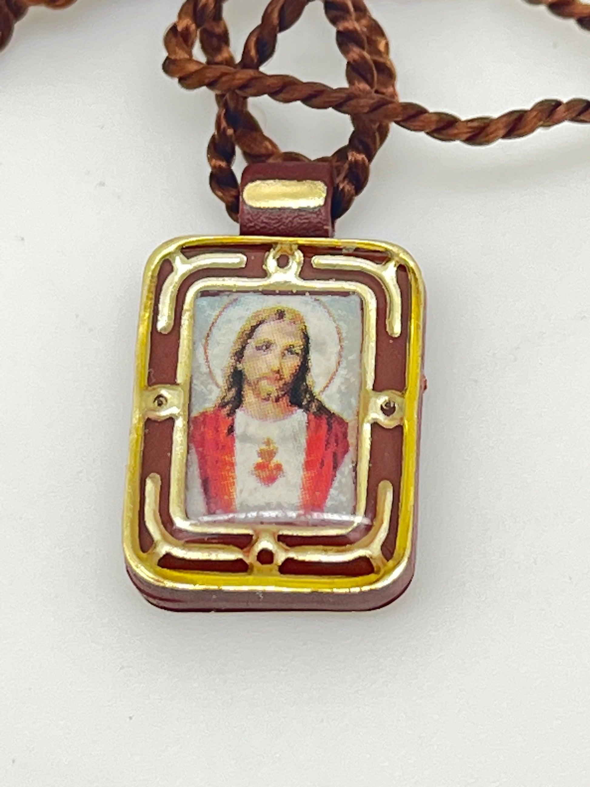 Plastic Brown Scapular Sacred Heart Mt.Carmel - Unique Catholic Gifts