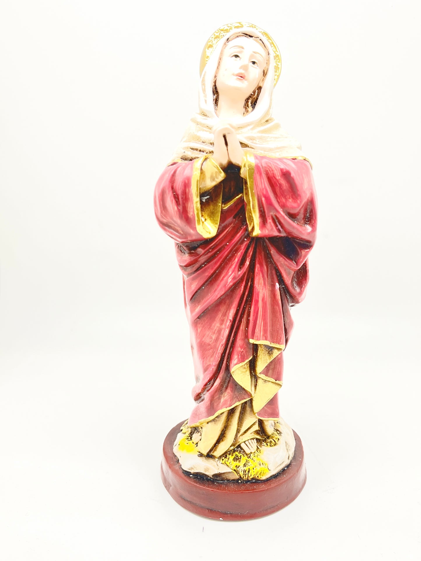 Our Lady of Sorrows Statue Hand Painted (9") Red - Unique Catholic Gifts