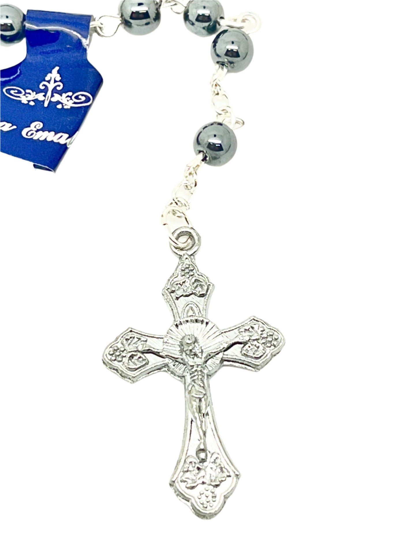 Hematite Rosary with First Communion Chalice (5mm) - Unique Catholic Gifts