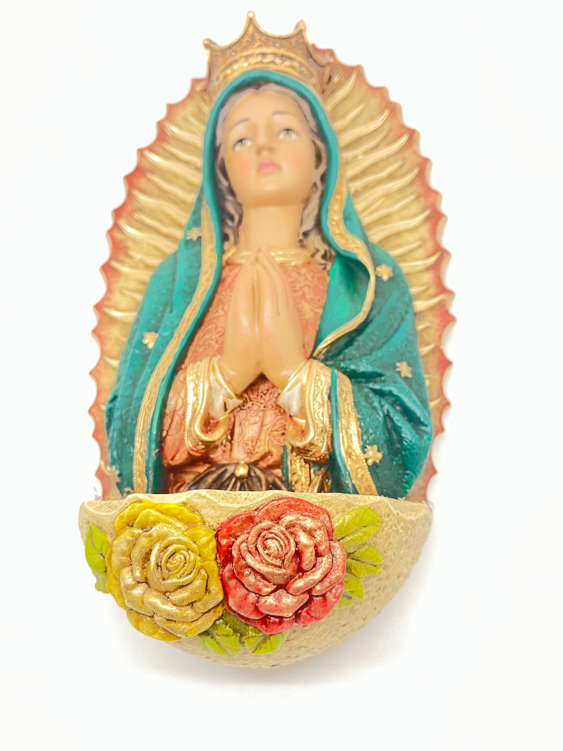 Our lady of Guadalupe Holy Water Font 12" - Unique Catholic Gifts