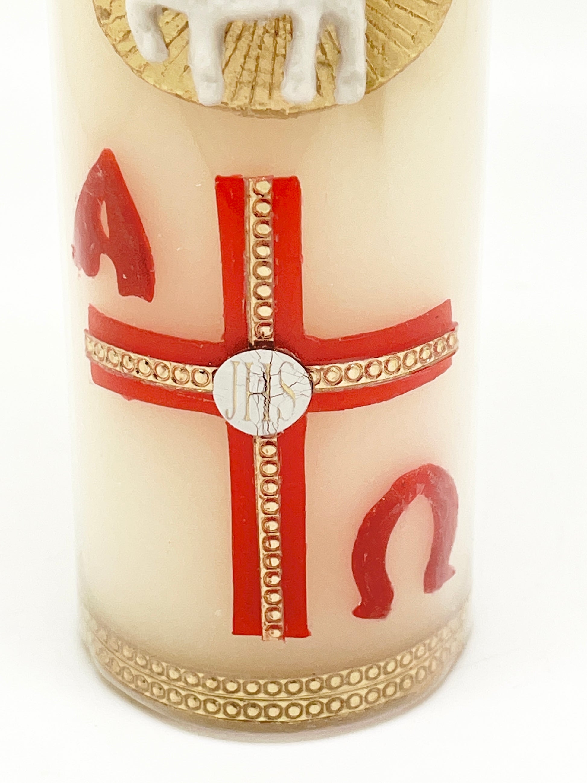 5" Alpha Omega Carved Candle Cirio Candle Beeswax 5 X 2" - Unique Catholic Gifts