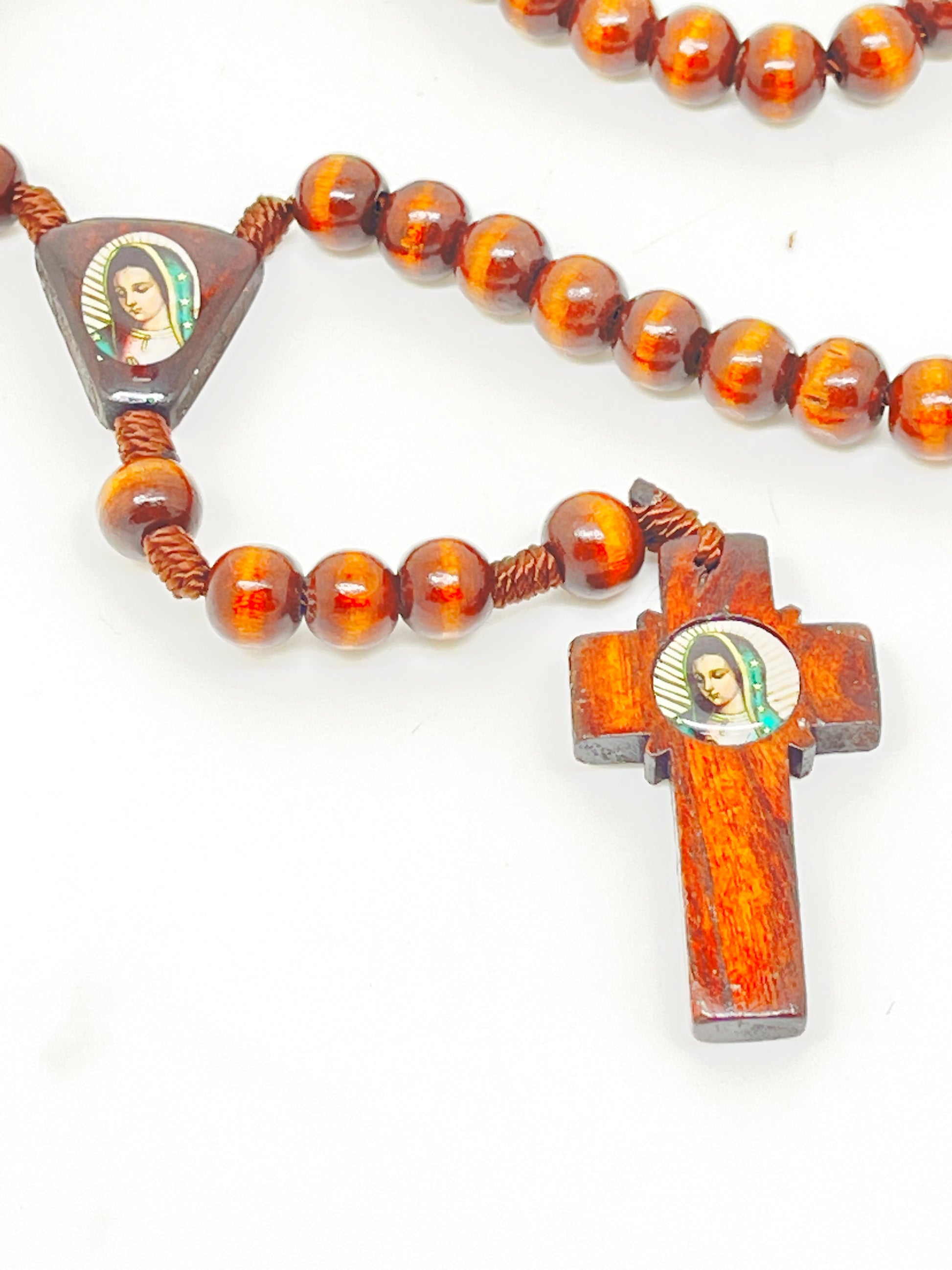 Our Lady of Guadalupe Brown Wood Rosary #2 - Unique Catholic Gifts