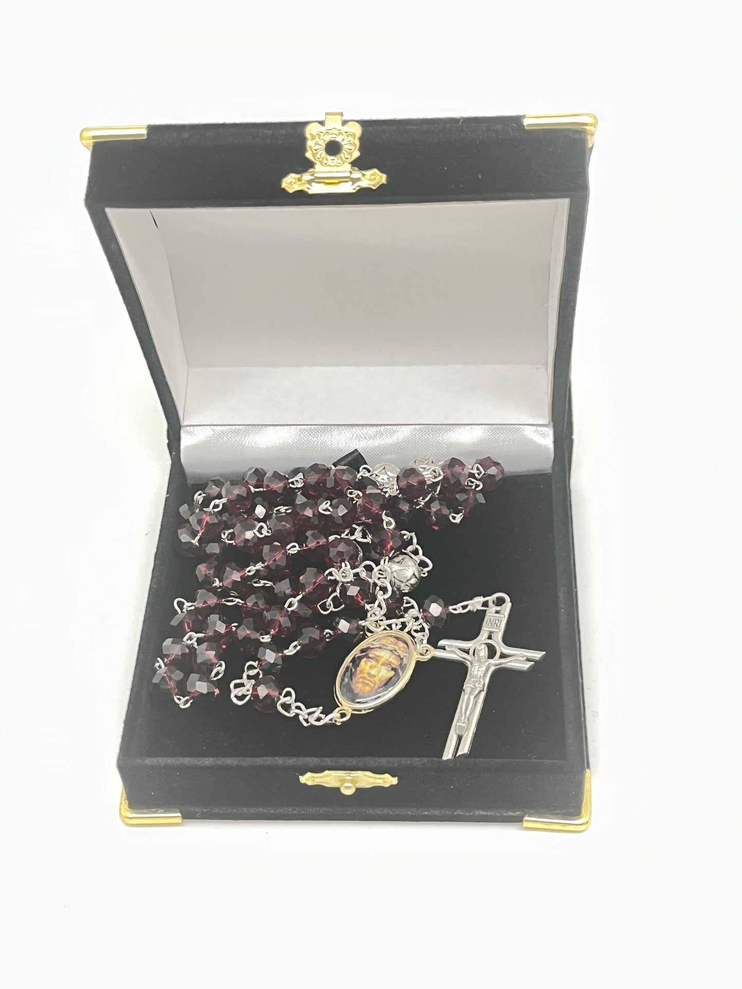 Silver and Red Precious Blood of Jesus Crystal Chaplet Beads. 8MM - Unique Catholic Gifts