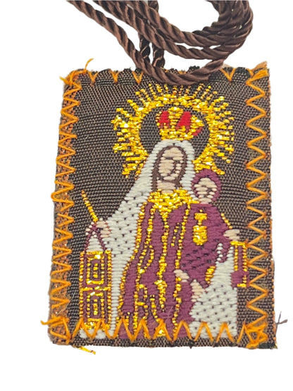 Brown Scapular with Our Lady of Mt. Carmel 1 1/2"