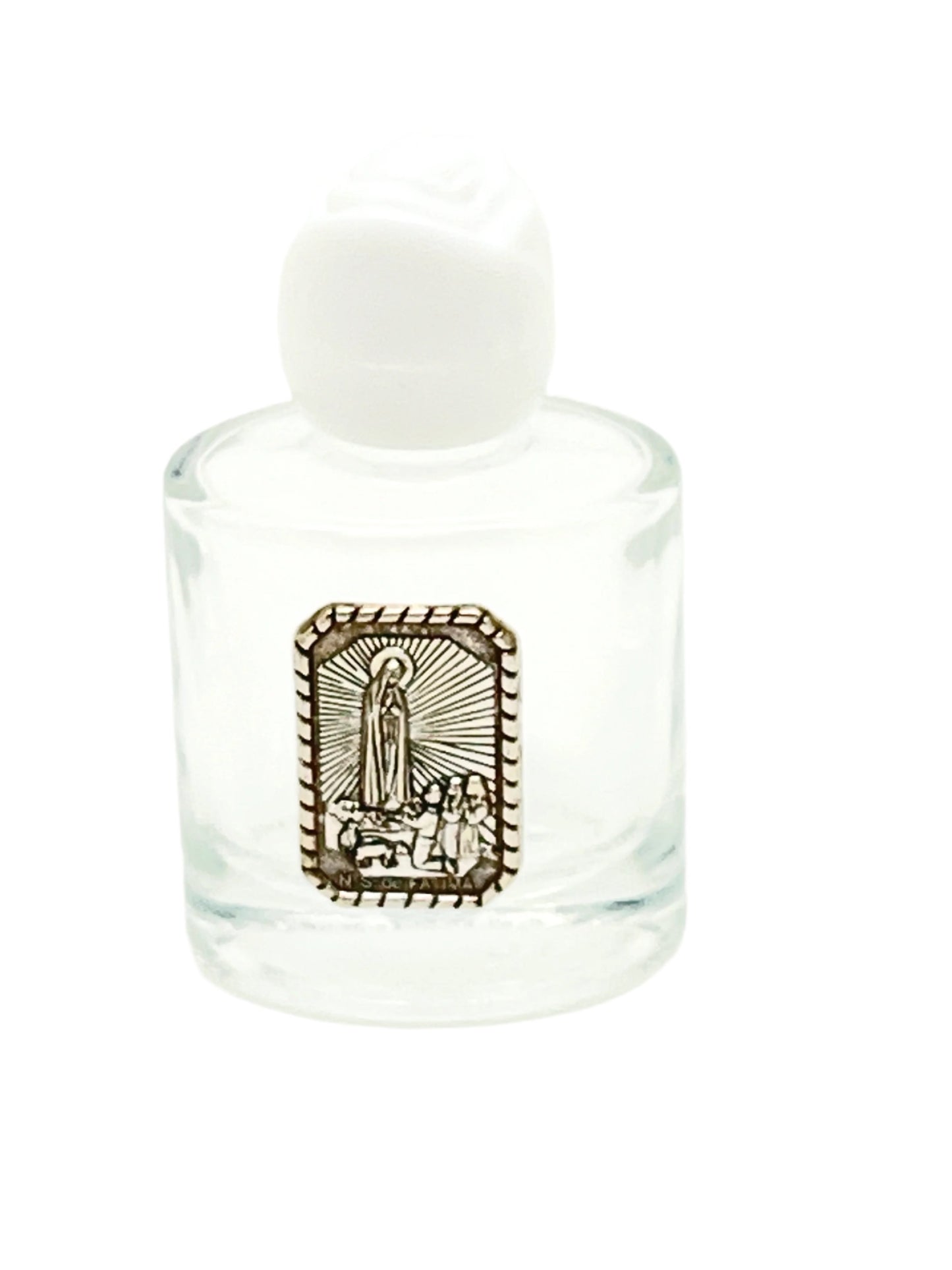 Our Lady of Fatima Glass Holy Water Bottle 2 1/4"