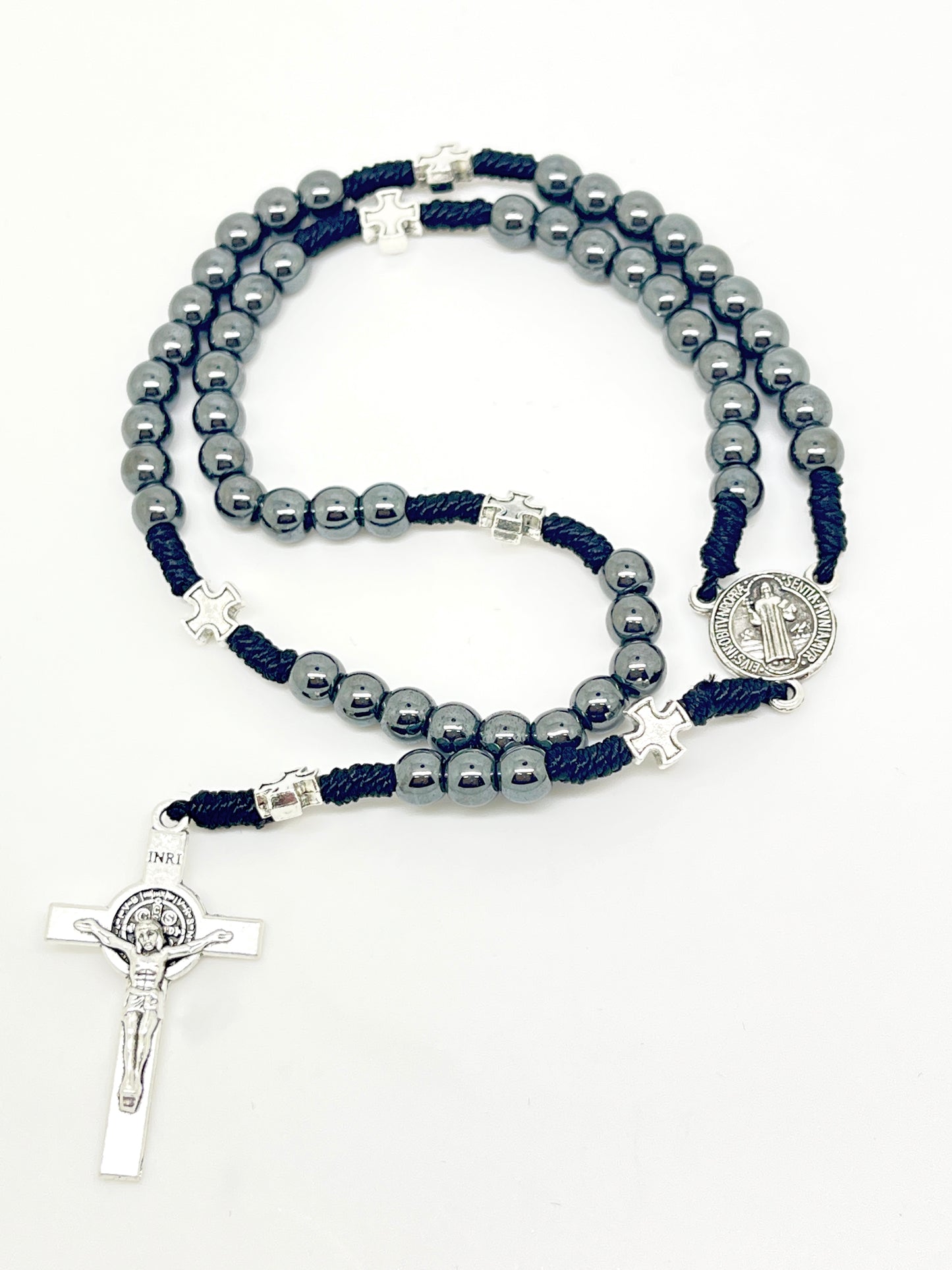 St. Benedict Hematite Rosary 6mm