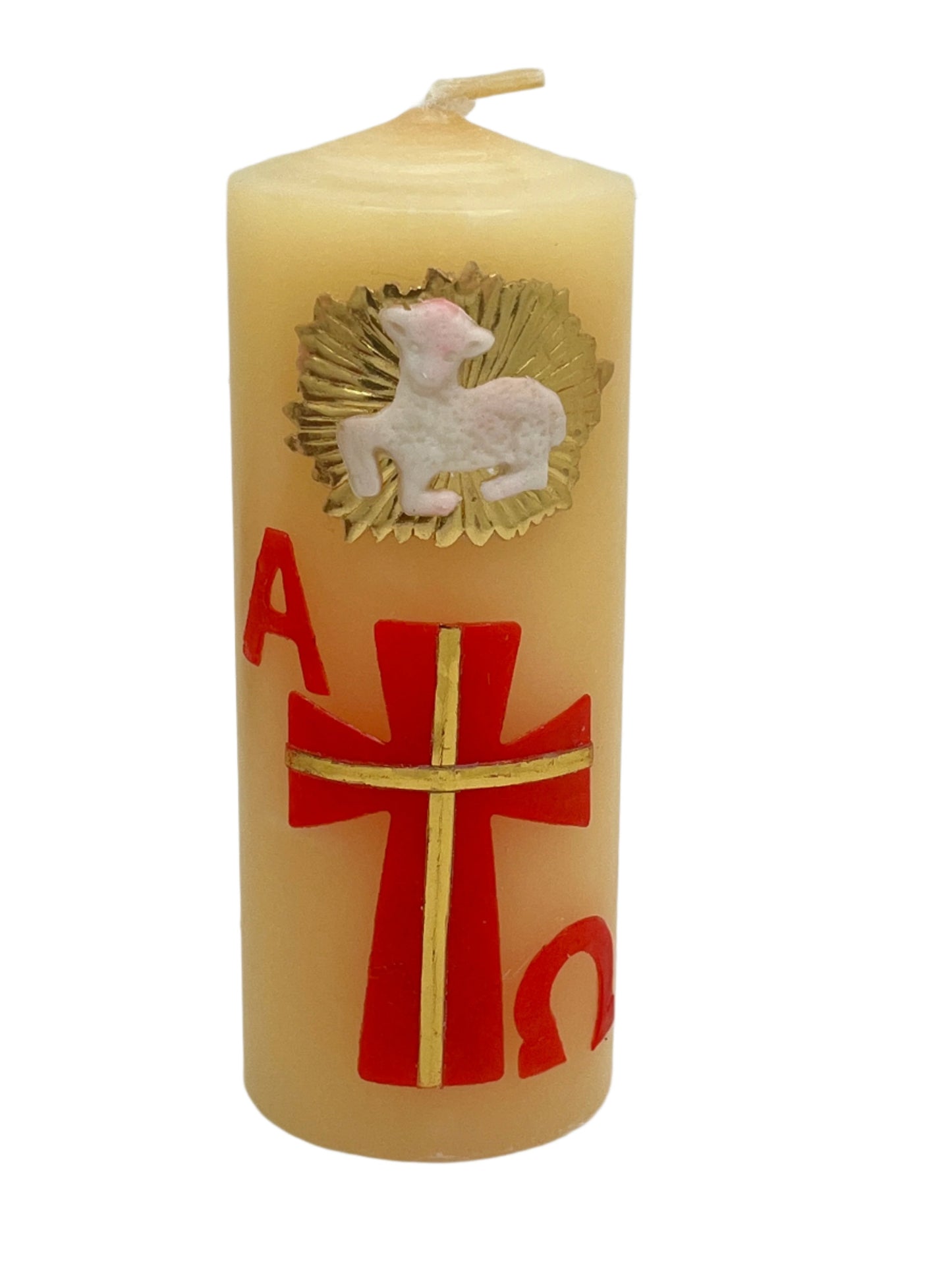 5" Alpha Omega Carved Candle Cirio Candle Beeswax 5 X 2" #2