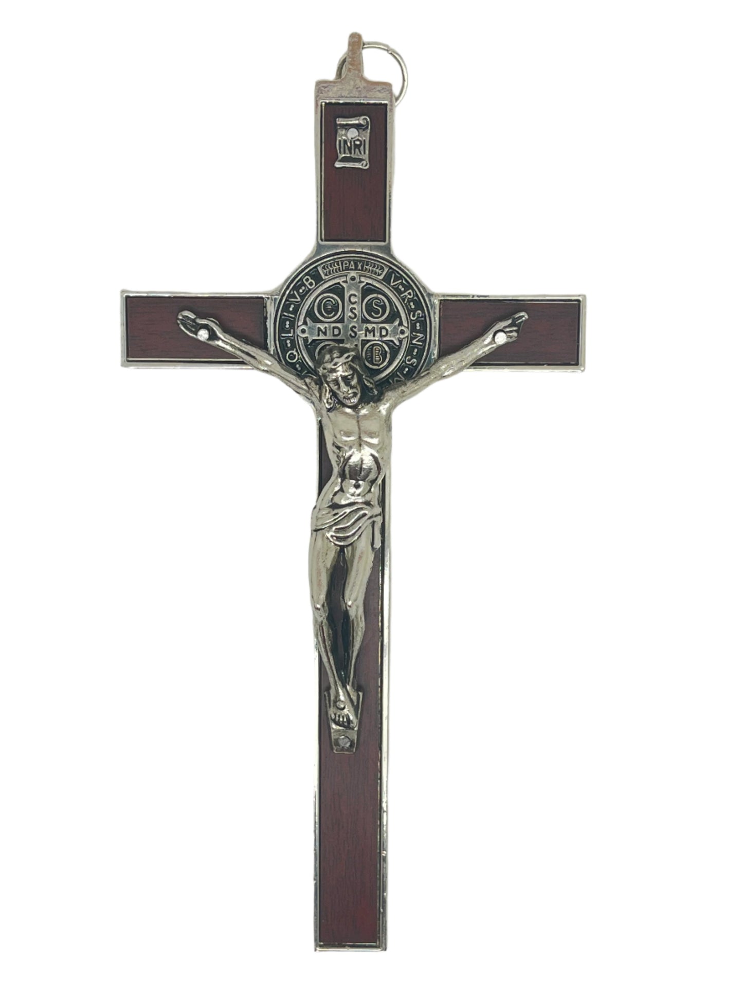 Brown Enamel St. Benedict Wall Crucifix 7 1/2"