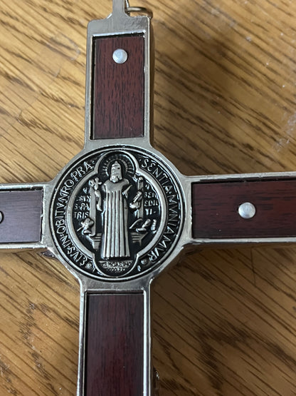 Brown Enamel St. Benedict Wall Crucifix 7 1/2"