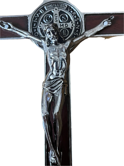 Brown Enamel St. Benedict Wall Crucifix 7 1/2"