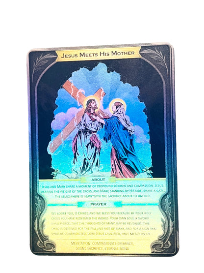 Jesus Meets His Mother Holographic Prayer Card