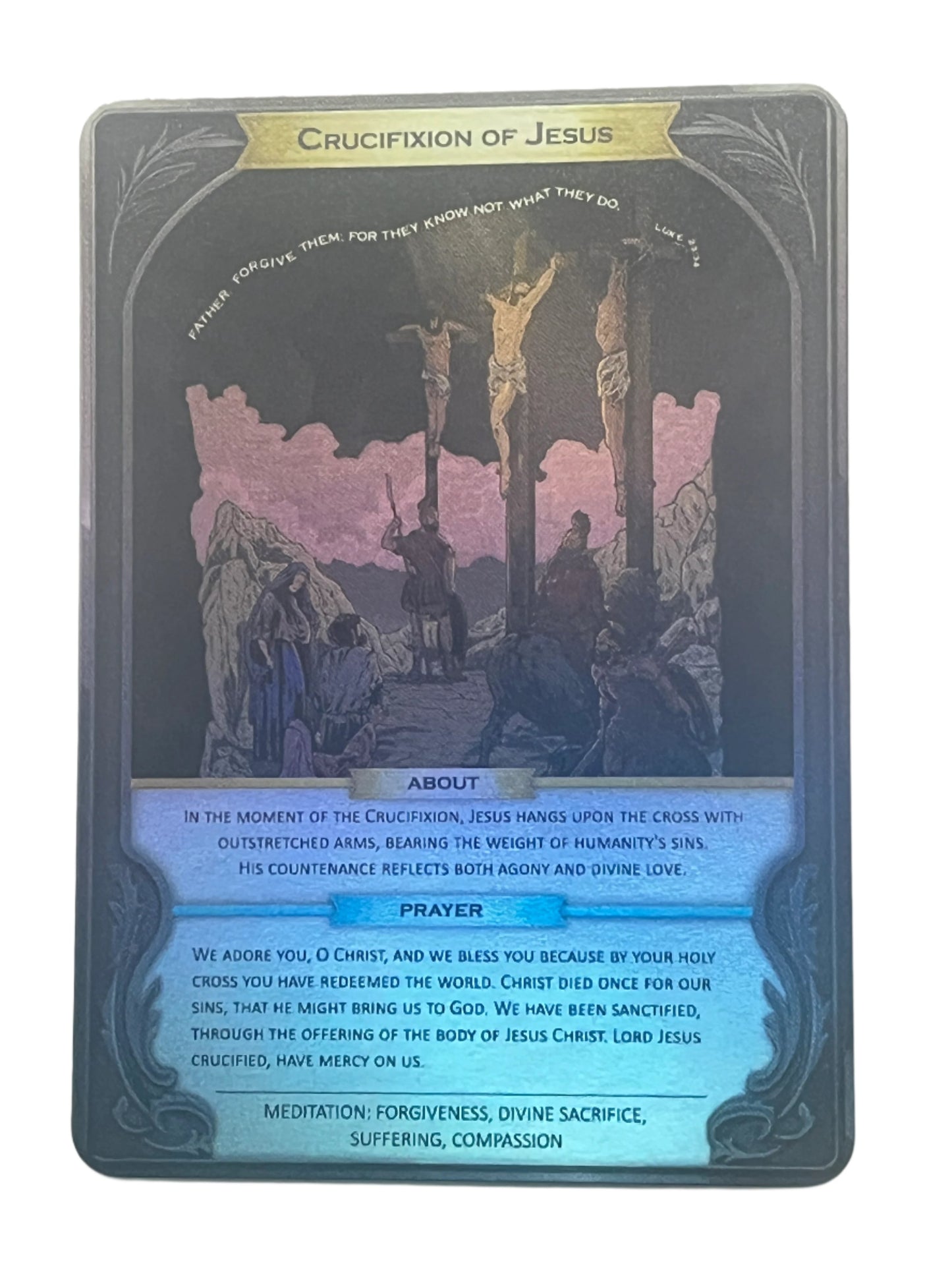 The Crucifixion Holographic Prayer Card