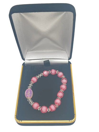 Pink Acrylic Children’s Rosary Bracelet (8mm)