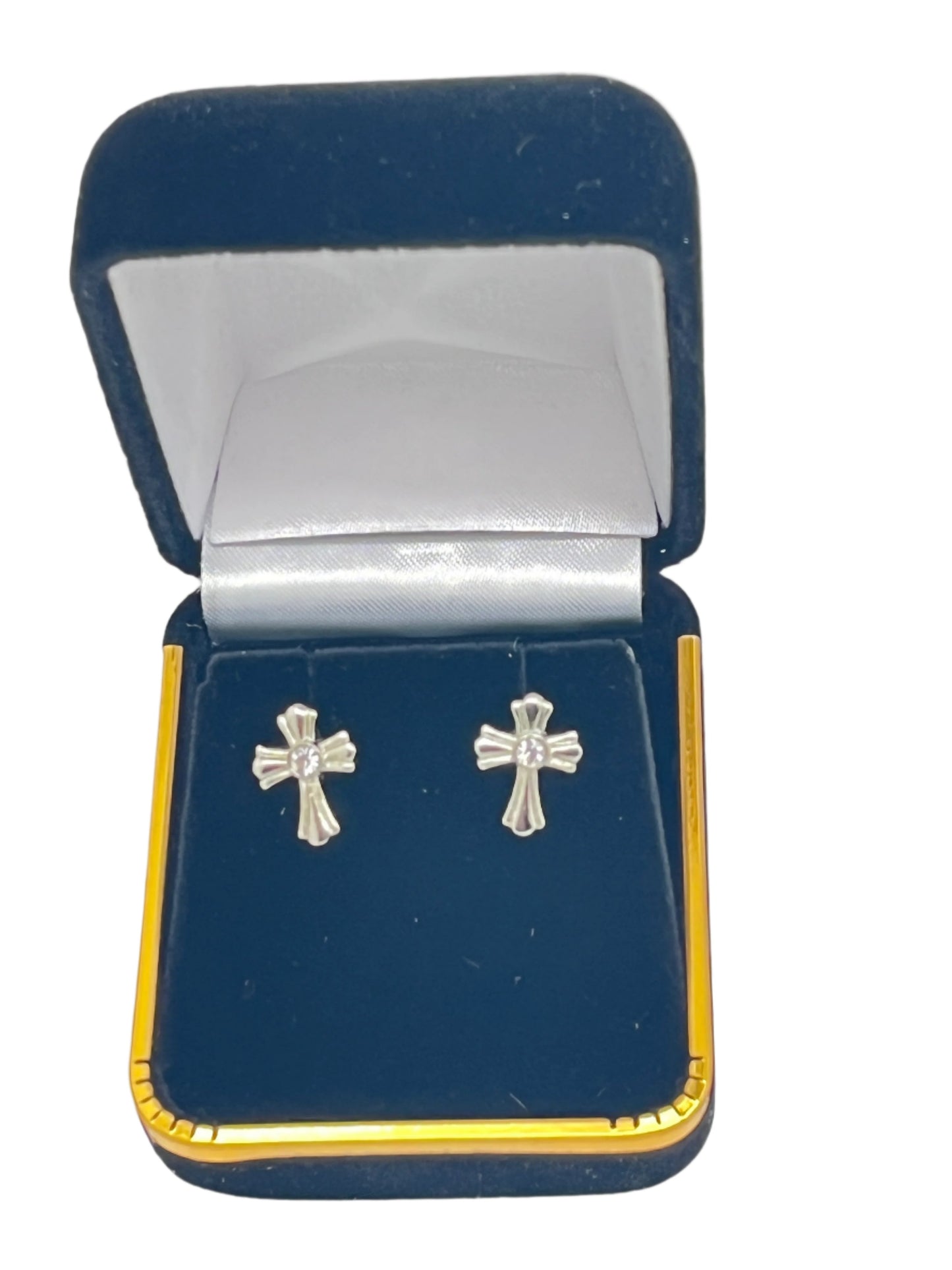 Petite Crystal Cross Stud Earrings