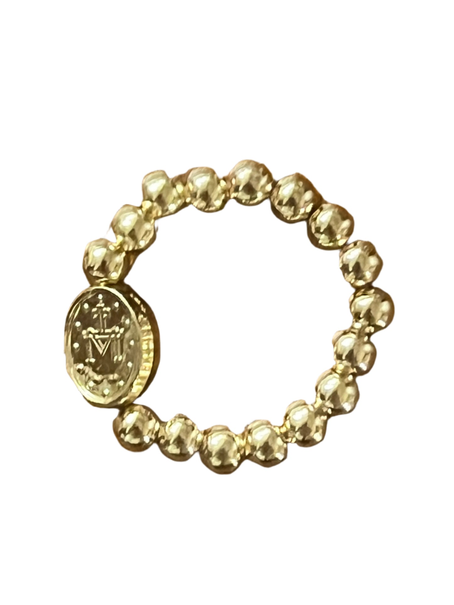 Gold and Gold Miraculous Medal Stretch Ring