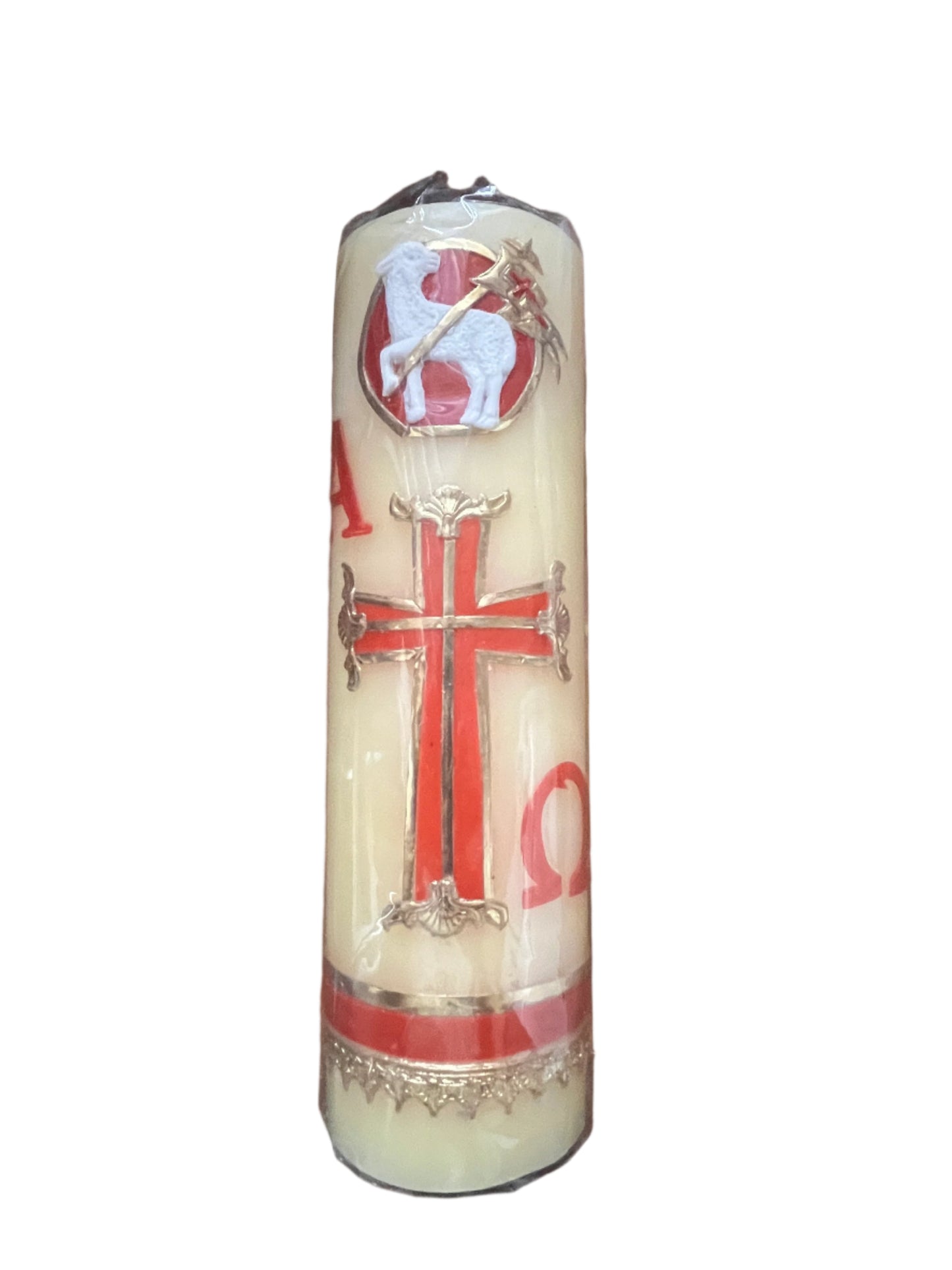 Alpha Omega Pascual Candle Cirio Candle Beeswax (9 1/2" x 3")