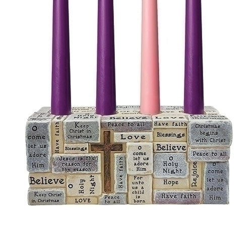 Inspired Words of Faith Advent Candle Holder  3" x 7 3/4"