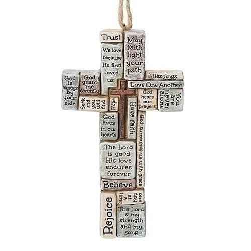 Inspired Words of God Cross Ornament 4 1/2"