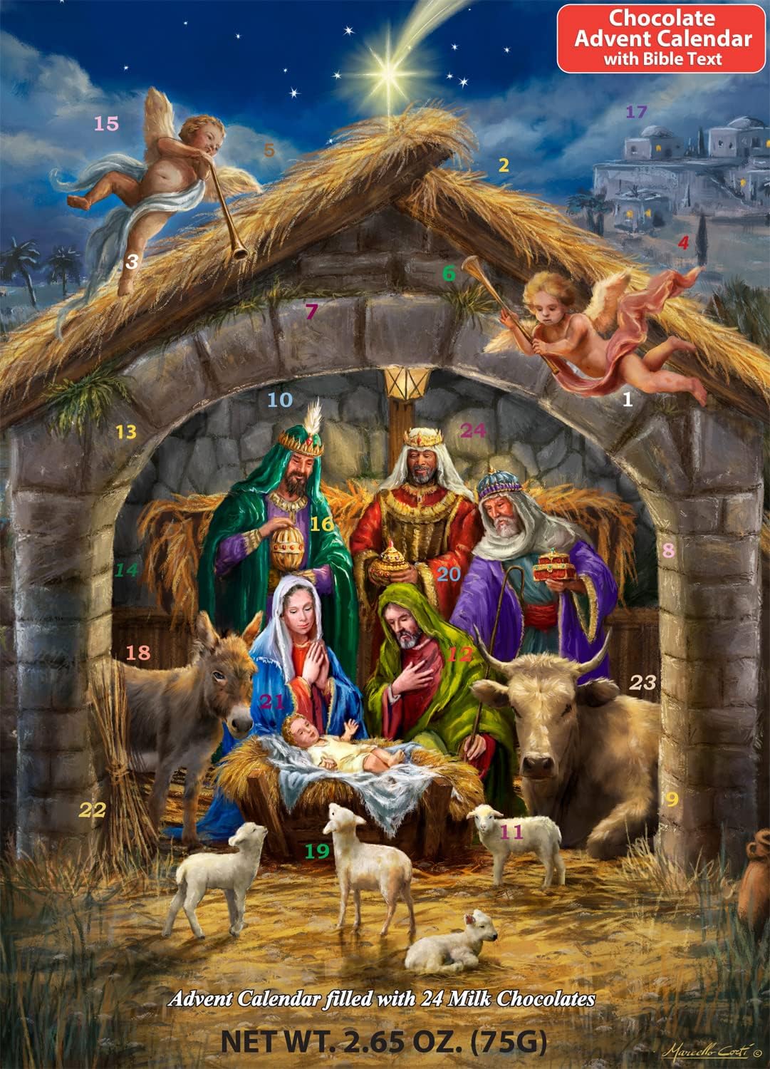 In the Manger Chocolate Advent Calendar with Nativity Story (Countdown to Christmas) - Unique Catholic Gifts