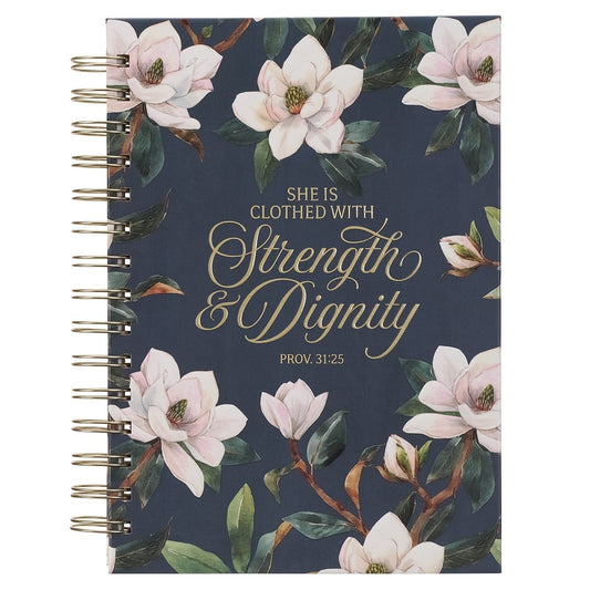 Strength and Dignity Blush Magnolia Large Wirebound Journal - Proverbs 31:25