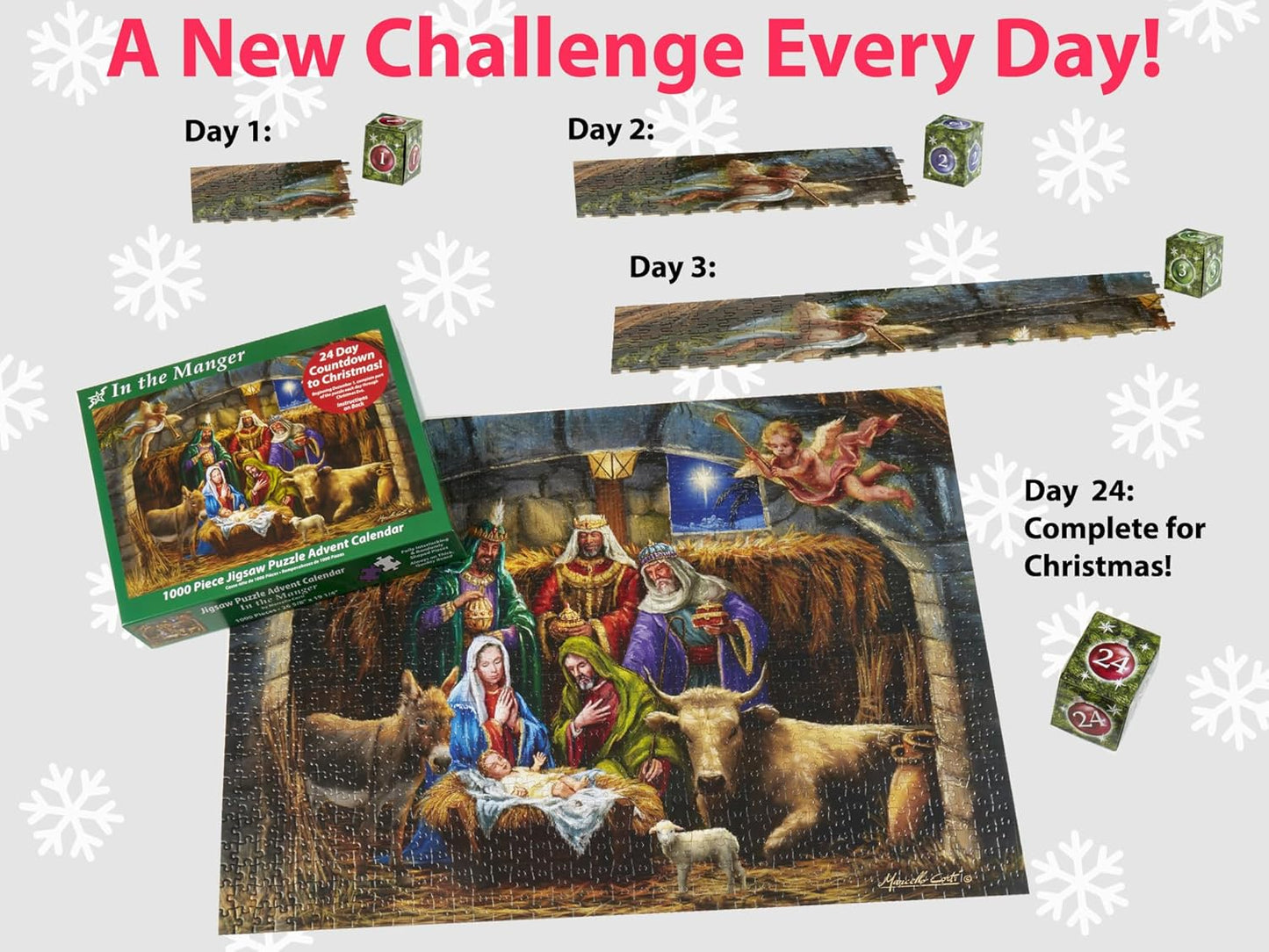 Jigsaw Puzzle Advent Calendar 2024 - Manger Scene - 1000 Pieces